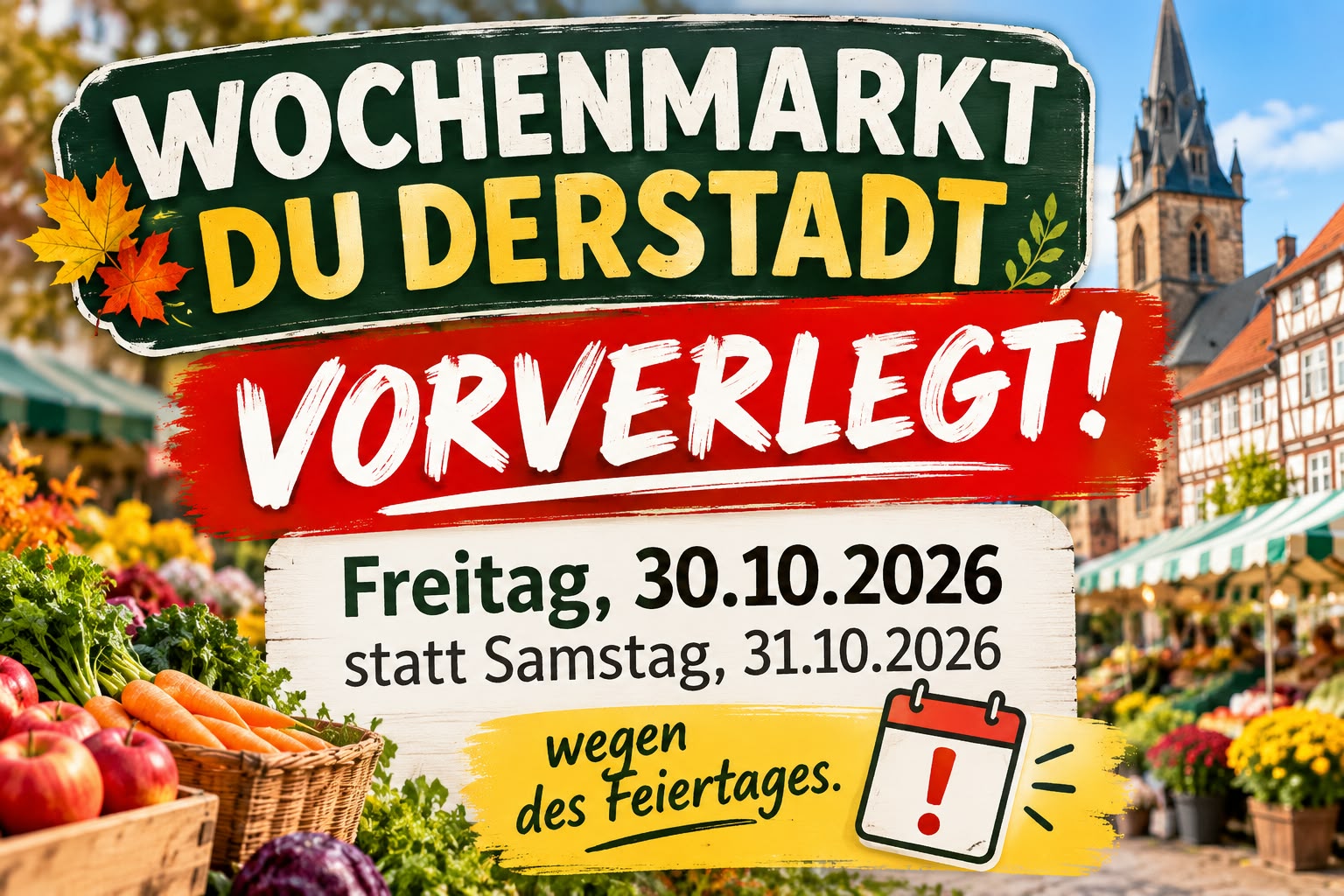 Wochenmarkt vorverlegt